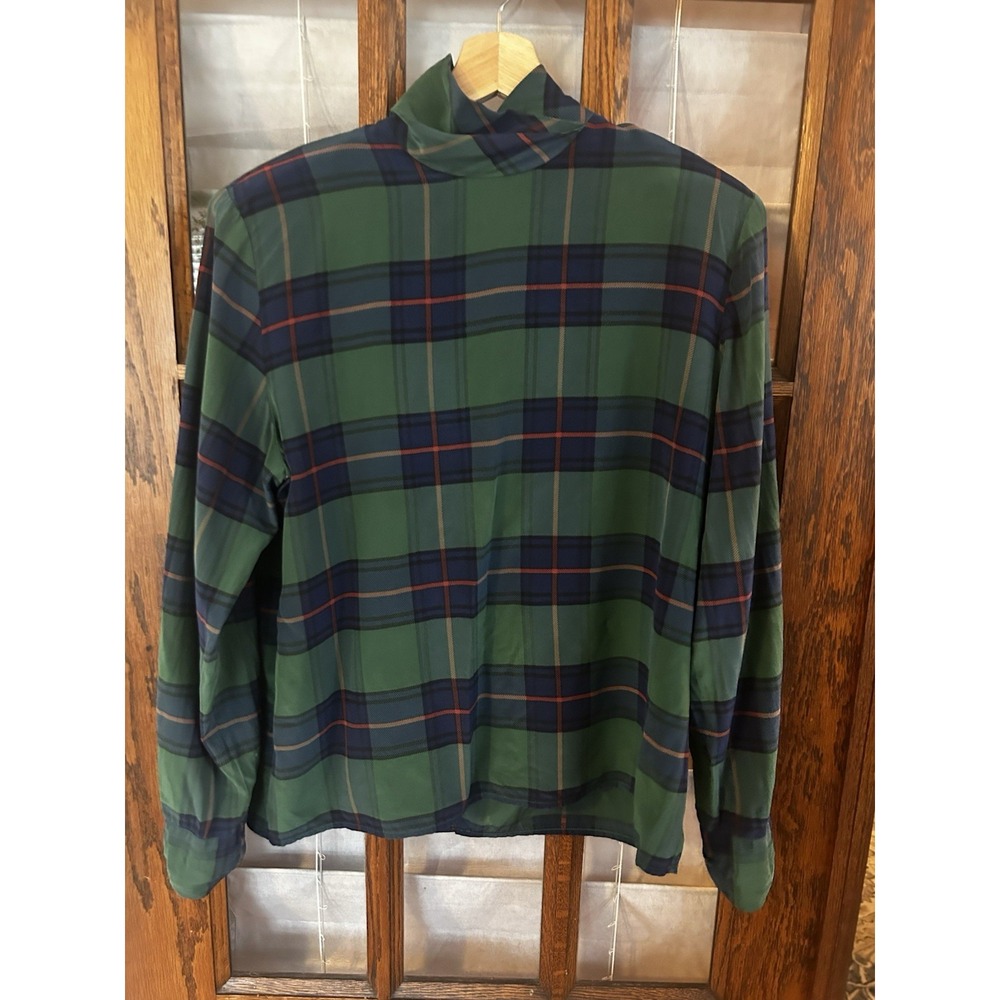 Vintage‎ 100% Silk Redwood & Ross Green Plaid Shirt Size 12